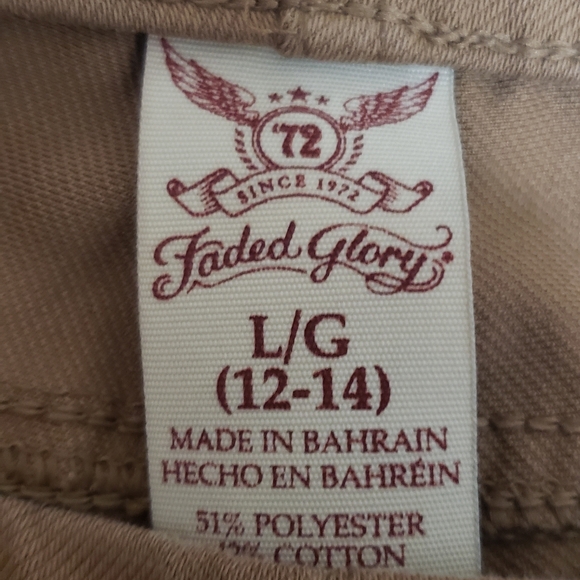 Faded Glory  Tan Pull on Pants Size 12/14 - Picture 2 of 5
